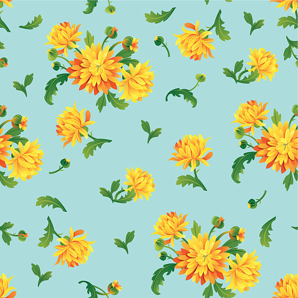 ilustrações de stock, clip art, desenhos animados e ícones de amarelo crisântemos (padrão - yellow chrysanthemum