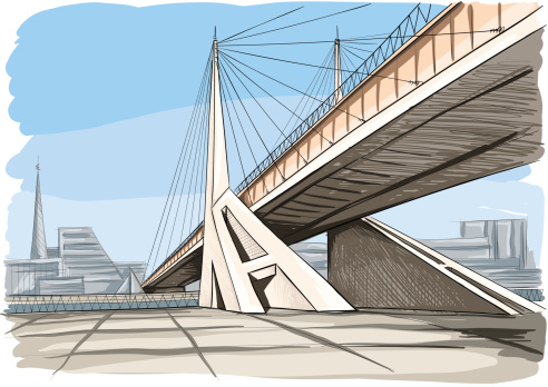 Vector illustration of the architectural design. In the style of drawing.