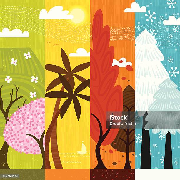 Seasons Stock Illustration - Download Image Now - Four Seasons, Season, Forest