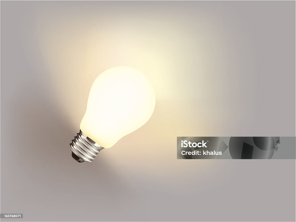 Light Bulb is ON Household light bulb isolated on a grey background. The bulb is on. Brightly Lit stock vector