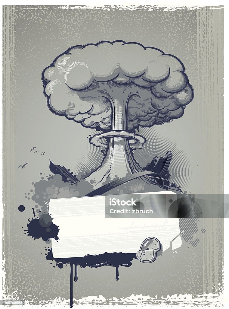 composition avec explosion nucléaire - clipart vectoriel de Champignon nucléaire libre de droits