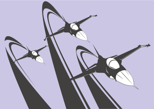Three F-16 fighting falcon model flying in formation. Colors can be easily changed. See also: