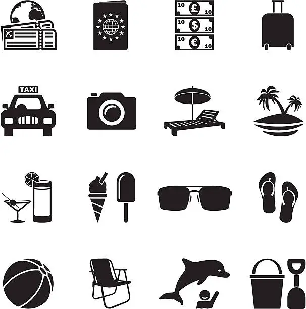 Vector illustration of Beach Vacation Icons