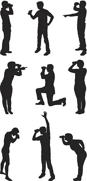 Vector illustration of People with binoculars