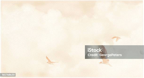 조류 구름 풍경 메조틴트 새에 대한 스톡 벡터 아트 및 기타 이미지 - 새, 에칭, 날기
