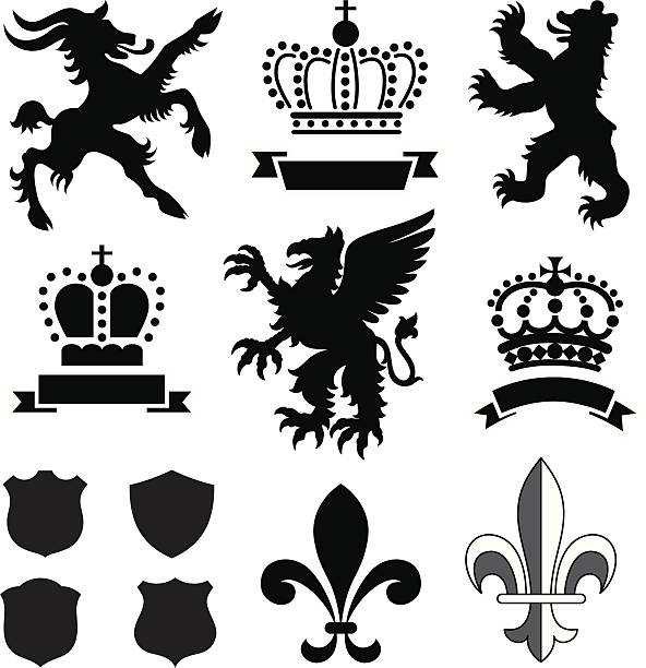 Heraldry Ornaments Vector Heraldry Ornaments Isolated on a White Background. ram animal stock illustrations