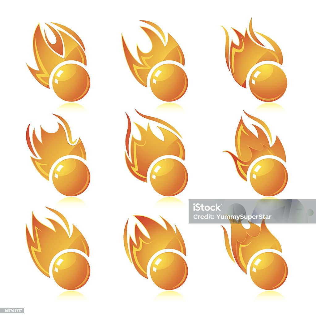 Boutons en bois - clipart vectoriel de Boule de feu libre de droits