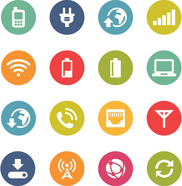Mobile Network Icons | Circle Series vector art illustration