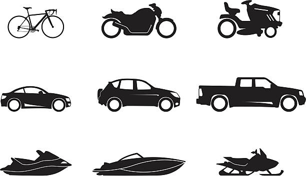 ilustraciones, imágenes clip art, dibujos animados e iconos de stock de de transporte - snowmobiling silhouette vector sport