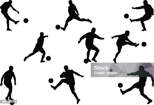 Soccer Players Stock Illustration - Download Image Now - Soccer, Kicking, In Silhouette