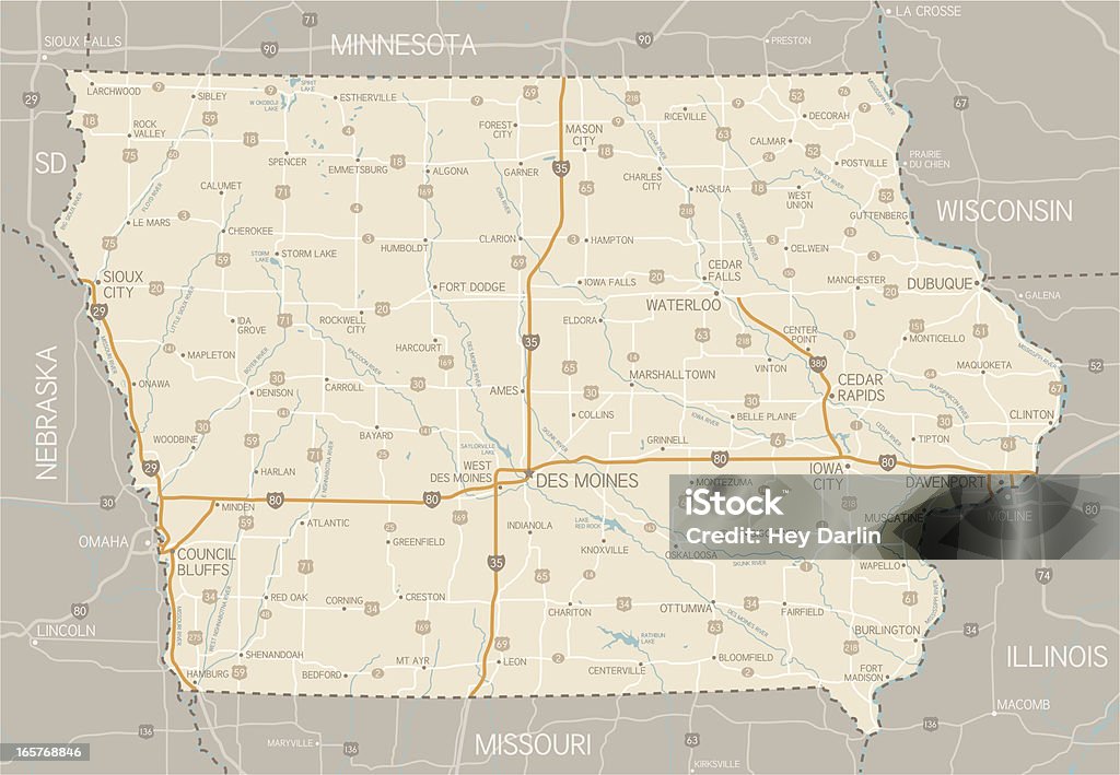 Iowa Karte - Lizenzfrei Iowa Vektorgrafik