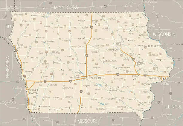 Vector illustration of Iowa Map