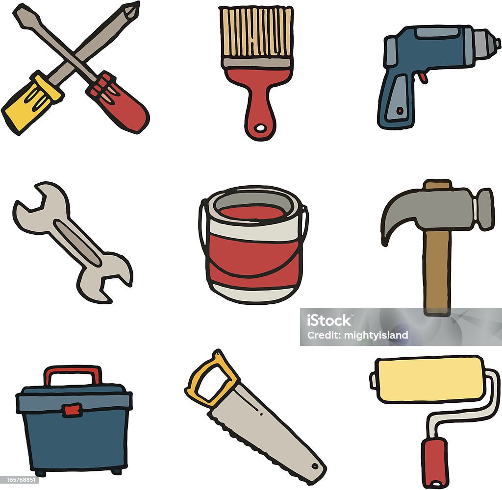 Tool and equipment doodle icons Doodle stock vector