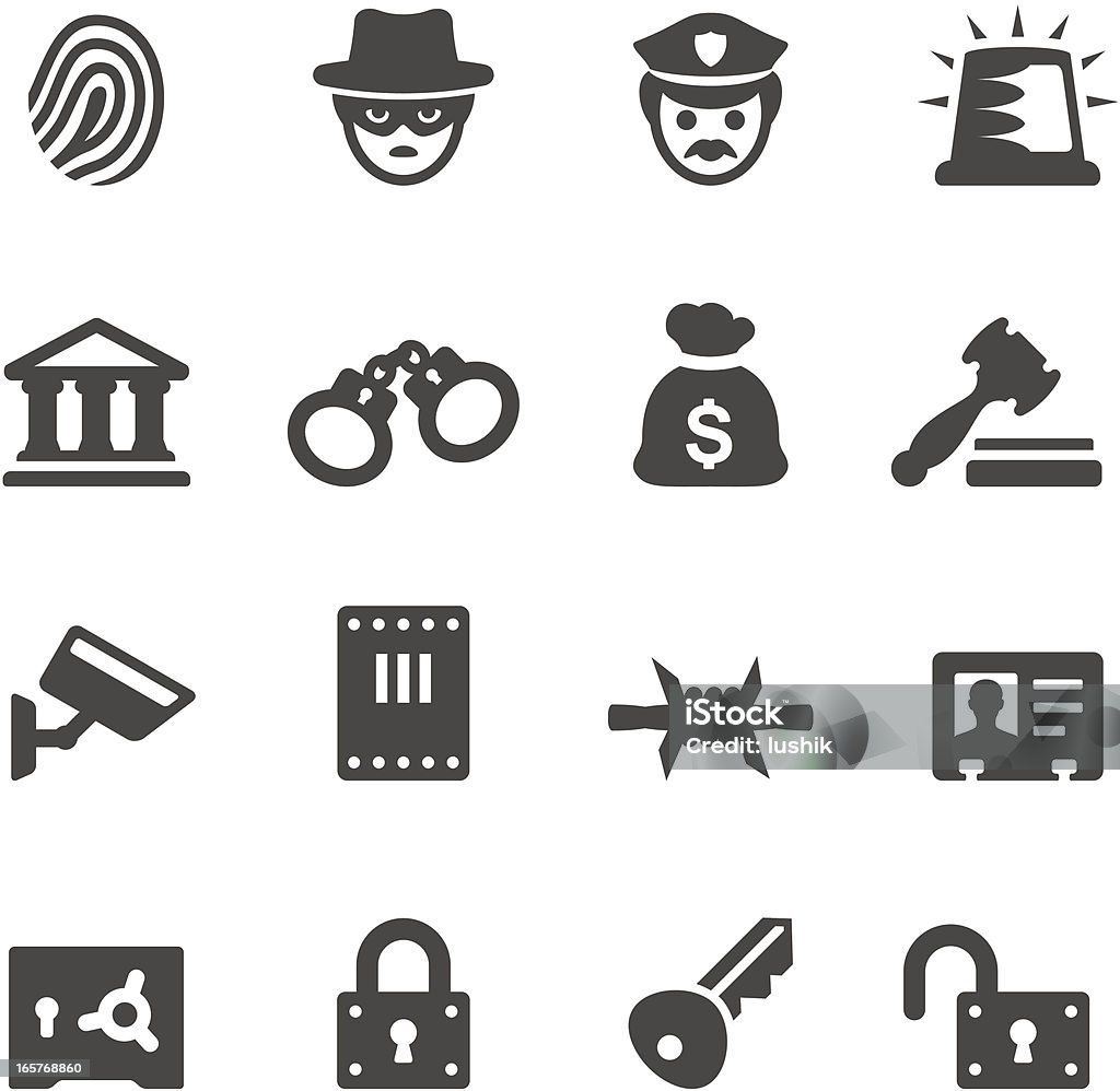 Mobico icons – der Strafverfolgung und der Kriminalität - Lizenzfrei Dieb Vektorgrafik