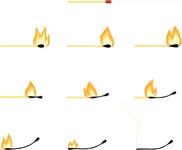 Vector illustration of Matchstick Burning