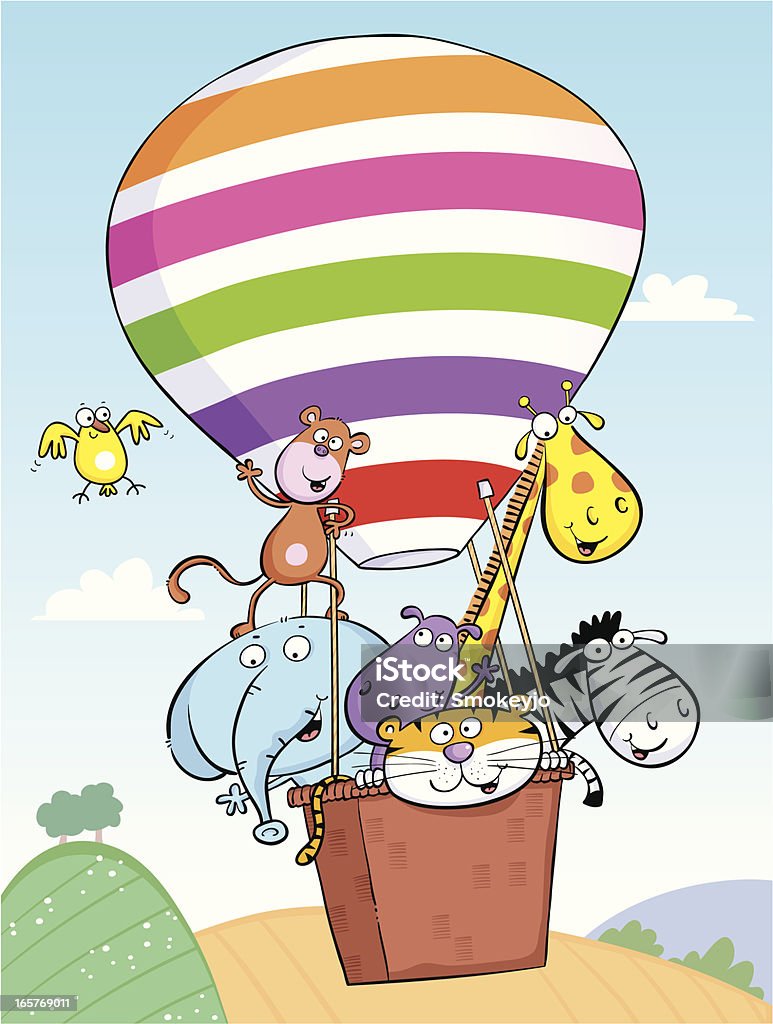 Animaux en montgolfière - clipart vectoriel de Montgolfière libre de droits
