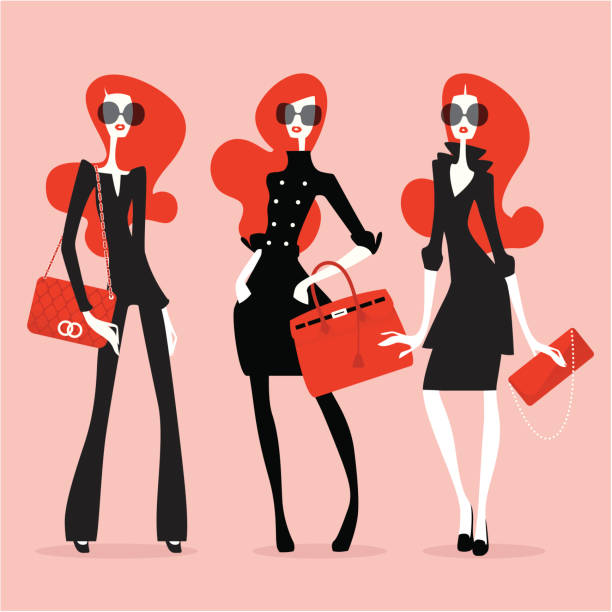 Supermodels (High Fashion) vector art illustration