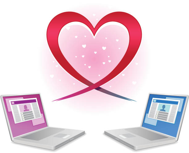 umawiać się przez internet - two objects laptop computer internet dating stock illustrations