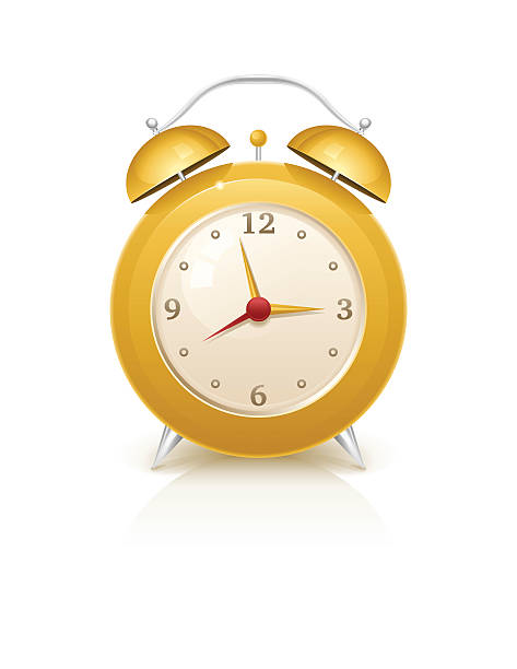 Yellow Retro Alarm Clock vector art illustration