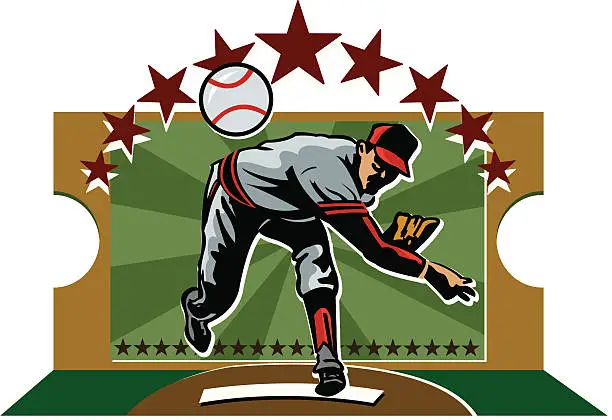 Vector illustration of Baseball Pitcher