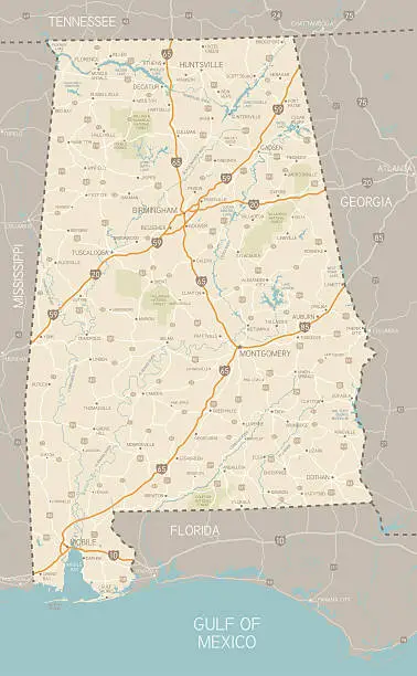 Vector illustration of Alabama Map