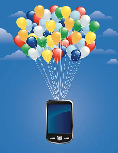 Vector illustration of balloon and cellphone