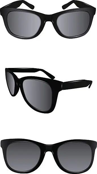 Vector illustration of Two different views of black sunglasses