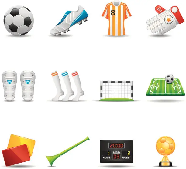 Vector illustration of Soccer Icon Set | Elegant Series