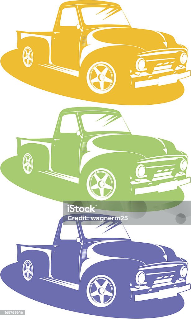 Old american pick up Old american pick up. Color can be easily change. Shadow is an independent object and can be deleted if you want. Pick-up Truck stock vector