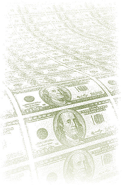 illustrations, cliparts, dessins animés et icônes de feuille de 100 $de factures gravure à l'eau forte - currency abundance backgrounds banking