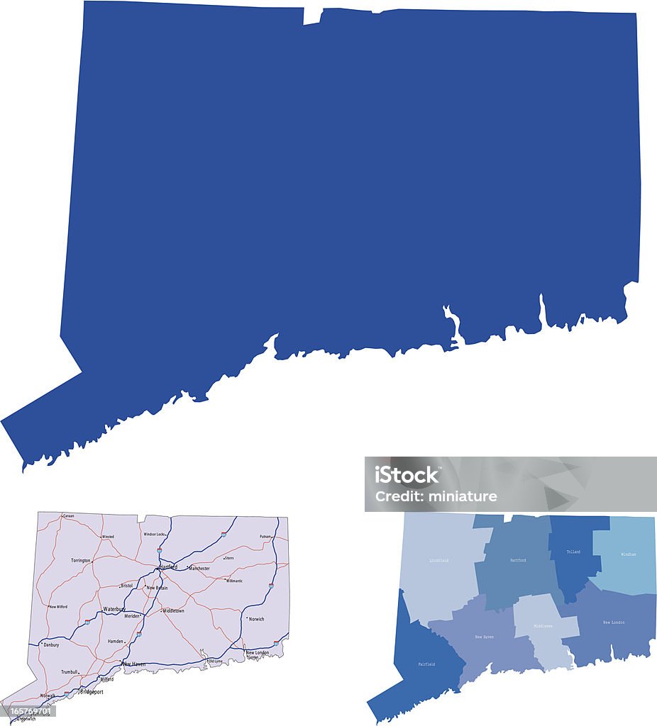 Stan Connecticut - Grafika wektorowa royalty-free (Mapa)