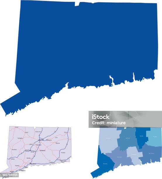 Connecticut - Arte vetorial de stock e mais imagens de Connecticut - Connecticut, Mapa, Clip Art