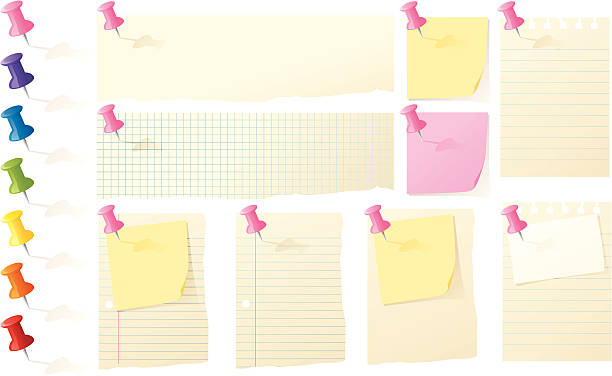 Pins And Paper Stock Illustration - Download Image Now - Graph Paper, Torn,  Business Card - iStock