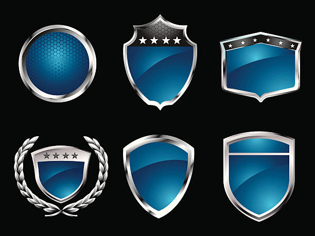 ブルーのバッジ - shield shape sign design element点のイラスト素材／クリップアート素材／マンガ素材／アイコン素材