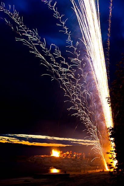 istock Fireworks With Friends and Family on the Beach 165773465