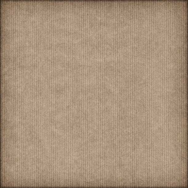 High Resolution Brown Striped Kraft Paper Vignette Grunge Texture stock photo