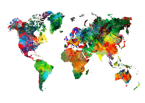 Colored World Map XXXL Colored World Map topography photos stock pictures, royalty-free photos & images