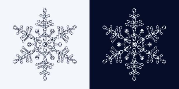 istock Fancy monochrome snowflake made of jewelry chains with ball beads. 1657775099