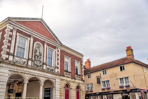 Windsor, UK - July 29, 2023: Rowhomes and buildings on the streets surrounding Windsor Castle