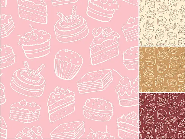 Vector illustration of Desert pattern with backgrounds in cream, tan, red and pink