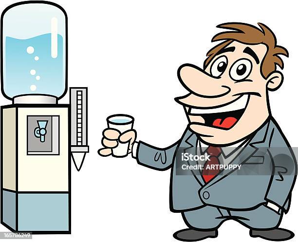 Cartoon Guy At Water Cooler Stock Illustration - Download Image Now - Adult, Business, Business Person