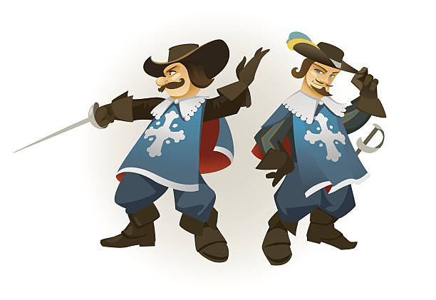 Two musketeers vector art illustration