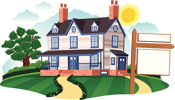 ilustrações de stock, clip art, desenhos animados e ícones de casa para venda grande isolada - house detached house building exterior outdoors