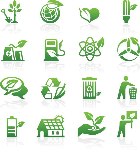 Eco icon set vector art illustration