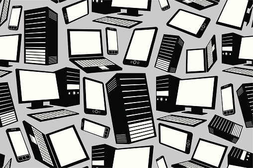 Computer Themed Seamless Pattern Stock Illustration - Download Image ...
