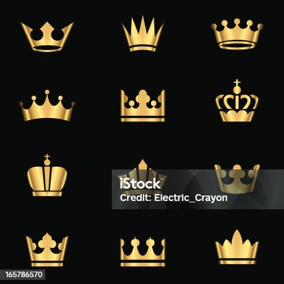 istock Gold Crowns Set 165786570