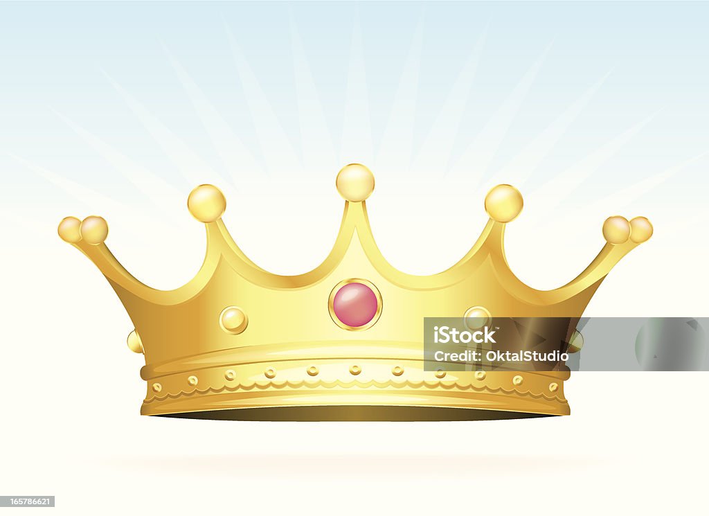 Golden Crown Shiny golden crown with red precious stone inlaid. Royalty stock vector