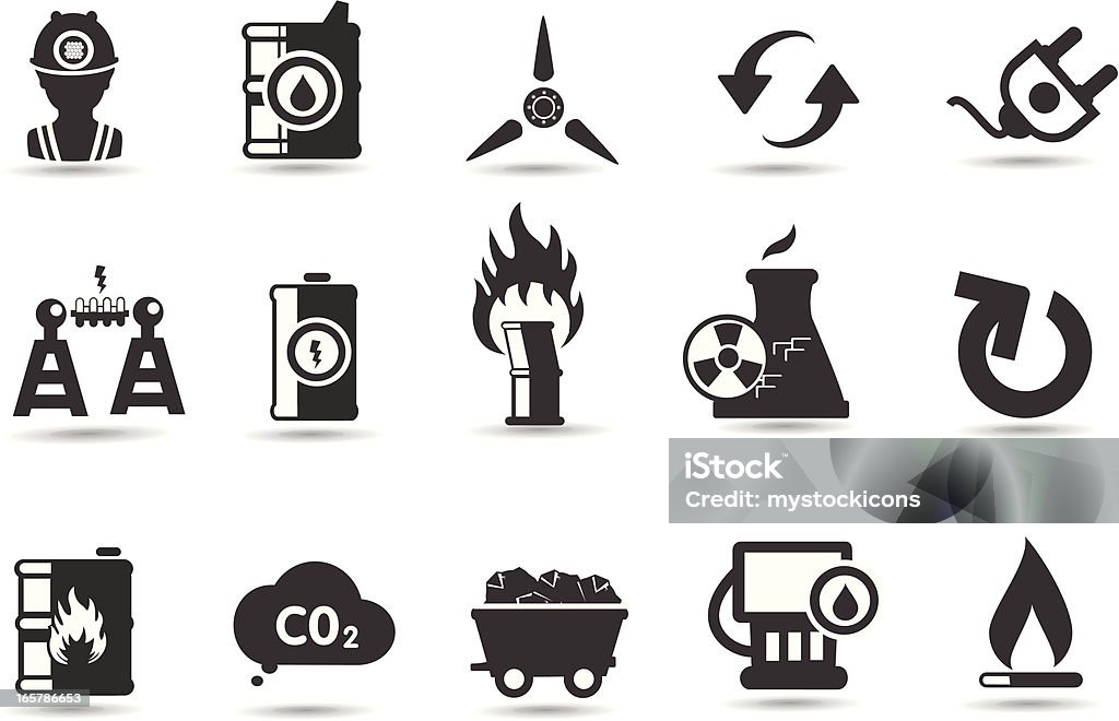 Símbolos e ícones de energia - Royalty-free Carvão arte vetorial