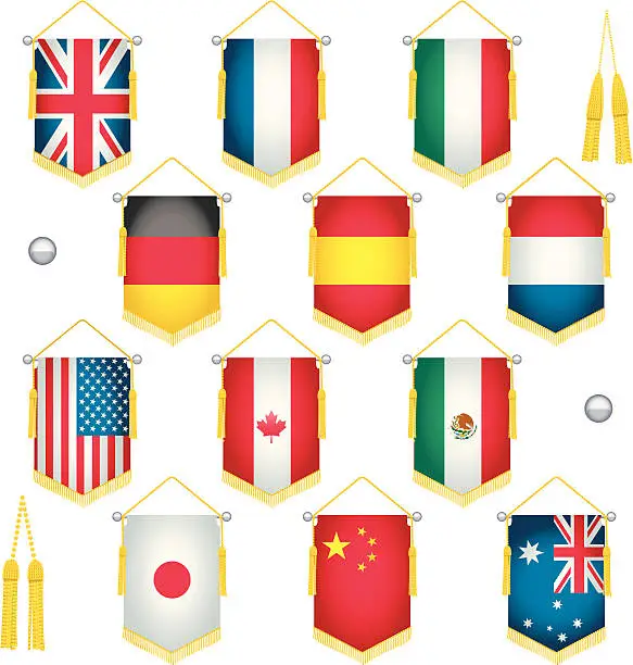 Vector illustration of Country Pennant Flags