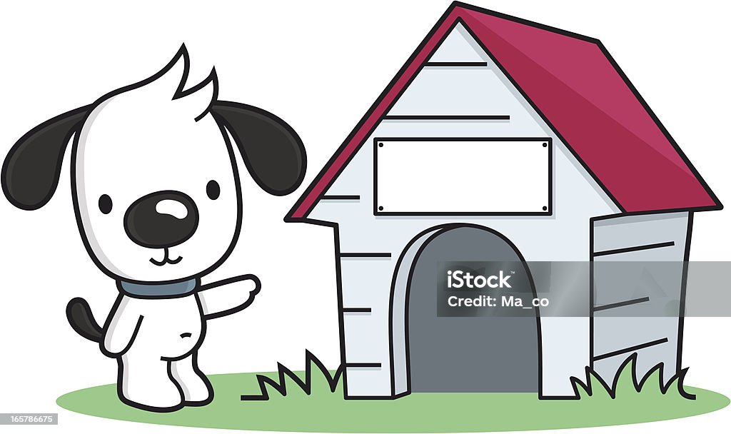 cartoon Hund Punkte zu ein Haustier Haus mit blank sign - Lizenzfrei Hundehütte Vektorgrafik